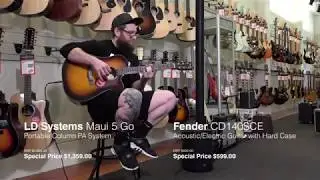 LD Systems Maui 5 Go Battery Powered PA System & Fender CD140SCE Acoustic/Electric Guitar with Case