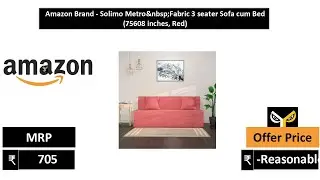 Amazon Brand   Solimo Metro&nbsp;Fabric 3 seater Sofa cum Bed 75608 inches, Red