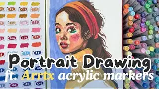 Unboxing, Swatching, and Portrait Drawing ft. Arrtx Acrylic Markers