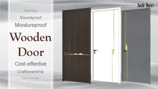 Zonle Solid Oak Teak Ply Wood Door Barn Slid Pocket Swing Pre-Hung Doors  Aluminum Strips Decorate