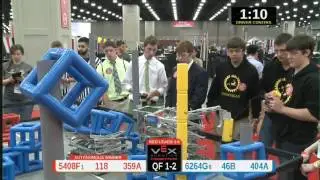 2015 VRC Tech QF1-2 - 5408F 118 359A vs 6264G 46B 404A - 100 to 47 - VEX Worlds 2015