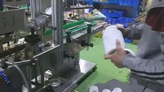 Inline screw capping machine with caps lifting system Big round bottle capper demo for Germany buyer