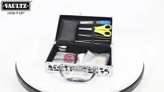 Vaultz Locking Medicine Case with Combination Lock, Black & White Leopard - VZ03965