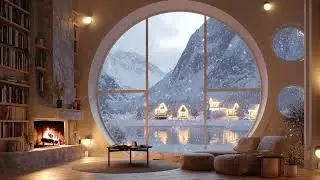 Snow-Carried Wind and Flickering Fire | Winter Rest Atmosphere ❄️🔥