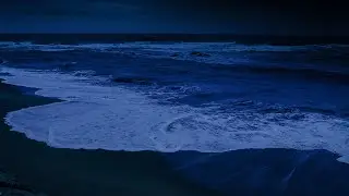 Ocean Sounds at Night with Slow Rolling Waves - Peaceful Sleep Ambience & Anxiety Relief
