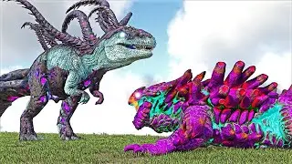 EXPERIMENTAL FRENZY GIGANOTOSAURUS VS FABLED MAGMASAUR LAVALIZARD (ARK SURVIVAL EVOLVED BATTLE)