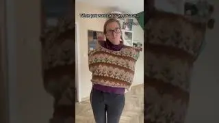 Iris sweater try on! Forgot to steek 😅 #knitting #steeking