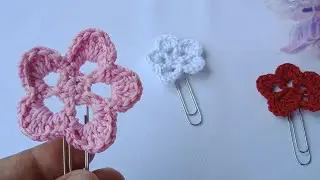 cara mudah merenda paperclip || crochet bookmark, souvenir rajut