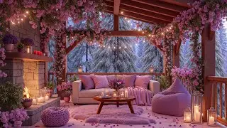 Soothing Jazz for a Romantic Valentine’s Day Porch 💝❄️🔥 Cozy Winter Ambience with Fireplace Sound