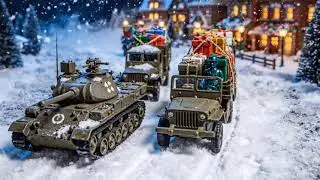 Toy Soldiers Christmas War - Convoy Ambushed in Merry Town | Plastic Platoon Stop Action