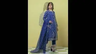 Edenrobe Blue Printed Lawn 3 Piece Fabric Lawn