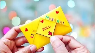 Eid Mubarak greeting card  DIY surprise message card for eid