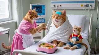 Ginger Cat Helps Mama Cat Care for Sick Papa Cat 🐱💖🐾 A Soft Healing Story