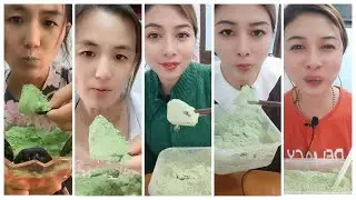 ASMR : Matcha ice eating | heavy matcha powder queens| crunchy ice