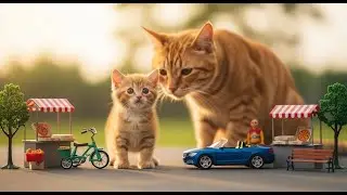 Hardworking Mama Cat Saves for a Special Fun Park Day With Her Kitten