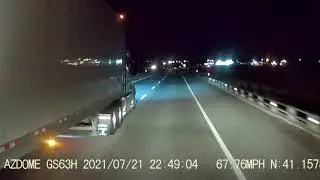 I-80 WB near Burns , Wy.  Dashcam caught distracted or sleepy driver passing me tonight. 😳
