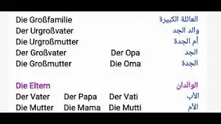 العائلة باللغة الألمانية  (Die Familie)