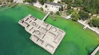 Muzej na voda, Zalivot na koskite-Museum on water, Bay of the bones-Macedonia Ohrid (4K DRONE VIDEO)