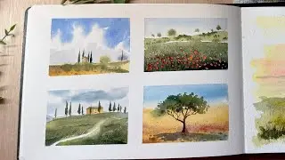 Watercolor Demo Of Cyprus Trees In Italy Painted in My Sketchbook