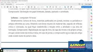 Exemplo de Relatório para Atividades Complementares Unip