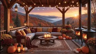 November Autumn Jazz Ambience 🍂 Cozy Fall Garden Patio with Soft Jazz Piano for Study & Work