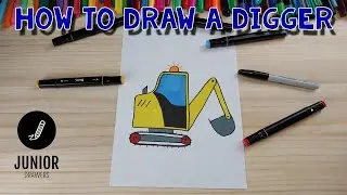 Drawing for kids - How to draw a Digger