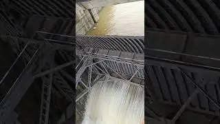 Radial gate opening Top View #spillway #flood #bridge #floodcontrol #gates #dam #barrage
