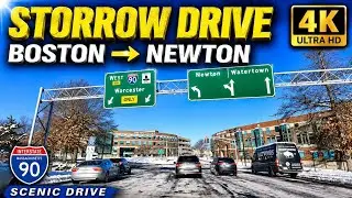 🚘 Storrow Drive Boston to Church Street Newton MA | 4K Scenic Drive - 1/9/22
