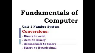Fundamental of Computer Lacture I  Number System I  sabhi competitive exam I  All Conversions