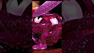 Pink Sparkle 🍎 + Green Glow 🍏 | Glass Fruit Satisfying Slimy Cutting ✨#asmrfruitcutting #cuttingart