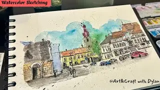 Simple Sketching With Watercolor|Dip Pen and Watercolor Tutorial|Urban Sketching Whit Me