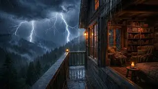 Soothing Rain on a Cozy Wooden Forest Lodge at Night 🌧️🔥 | Deep Sleep & Calm Mind