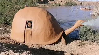 Building a dream lakeside shelter | A wilderness survival experience