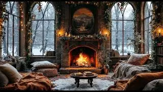 🧣 Cold Outside, Warm Inside — A Cozy Winter Atmosphere 🔥 Fireplace & Snowy  Ambience for Relaxing