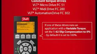 Tips for constant and variable torque for the Danfoss VLT&reg; AC drives