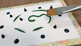 Желтый лилий | Ежедневная художественная терапия ♡034 | Цветочная акриловая живопись шаг за шагом