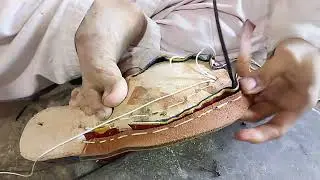 Stitching a Leather Shoe 