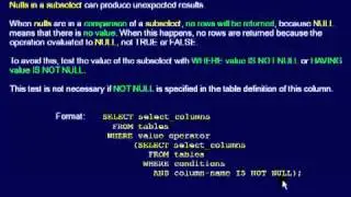 SQL 129 Subselects, Nulls in a Subselect