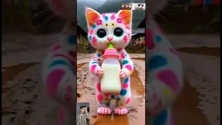 🥰 Beautiful Color Love Dots Cute Cat😍 Drinking Sound Baby Kitten crying 498 #cat#dudidudidam #shorts