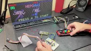 Heroman: Retro Fighting Game on ESP32-S3 on 128X64 Matrix panel