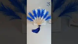 Blue feather fan DIY! 🪶💙 So elegant and beautiful