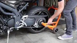 Triumph Speed Triple on Dynamoto Multi-directional Motorcycle Stands