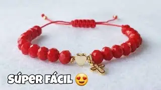 una pulsera de hilo y cristal muy sencilla y fácil de hacer