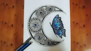 Easy Mandala Art for Biggenners | #moon & #butterfly #akshanshshrivastava #innovativemoves