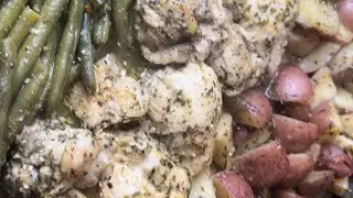 Baked Chicken, Red Potatoes, and Green beans