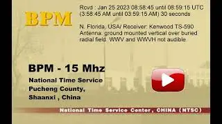 BPM 15 Mhz (15000 kHz) Shaanxi Province China Time Station Jan 25 2023