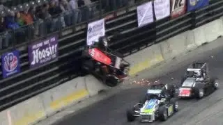 Geoffrey Sutton TQ Midget Flip at Battle Of Trenton Indoor Race 12-9-16