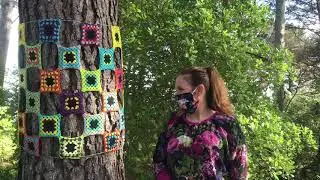 Crochet art gallery in Avondale park making people smile