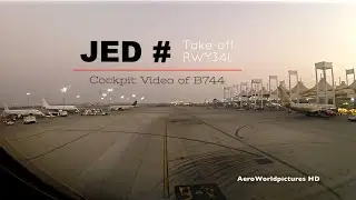 Take-off at Jeddah, King Abdulaziz Int'l Airport (JED/OEJN) Saudi Arabia (Cockpit View)