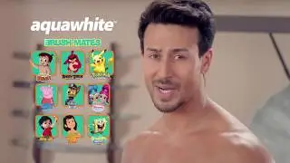 Tiger Shroff with Aquawhite's Kids Toothpaste & Toothbrushes featuring kids Favourite Characters